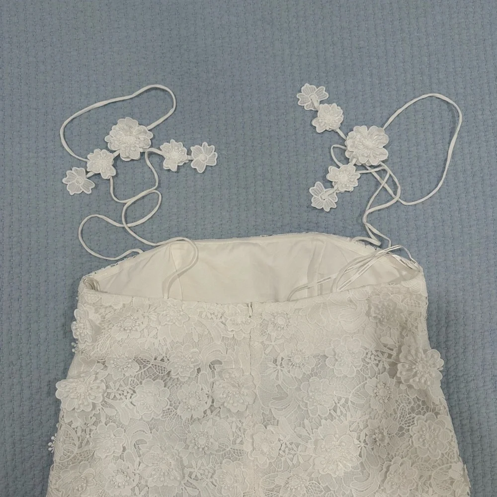 Zimmerman Raie Lace Flower White Mini Dress - Picture 5 of 9